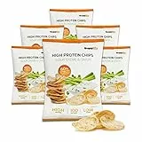 Supplify 6x50g High Protein-Chips mit Sour Cream & Onion Geschmack - Low Carb Eiweißchips zum Abnehmen - Proteinchips kalorienarm, Fitness Snack Alternative