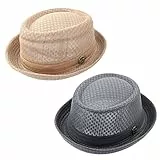 ZffXH Pork Pie Mesh Porkpie Hut Atmungsaktiv Weiche Strandkappe Sommer Heisenberg Fedora Hut für Männer Frauen