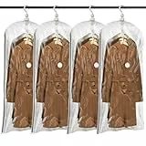 TAILI Vakuumbeutel für Kleidung Hängend, Vacuum Bags for Clothing Vakuumierbeutel Kleidung Mit Kleiderhaken Aufbewahren von Jacken, Anzüge und Kleid Vakuum Platzsparer für Zuhause Reise, 4 Jumbo