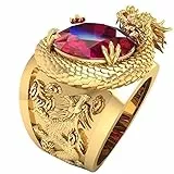 BMDHA Selbstverteidigung Ringe 3D-Drache Skulptur Universelle Größe(Verstellbare Öffnung) Herren und Damen Unisex kreatives Geschenk Geburtstagsgeschenk zum Valentinstag (Gold …)