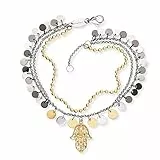 Engelsrufer Damen Armband & Fußkettchen Hand Fatima, Edelstahl Bicolor, verstellbar, Schutzsymbol, nickelfrei