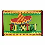 Boland 54405 - Fahne Fiesta, Größe 60 x 90 cm, Polyester, Mexiko, Banner, Wanddekoration, Hängedekoration, Kindergeburtstag, Mottoparty, Karneval