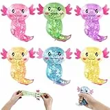 6 Stück Axolotl Squeeze Stress Spielzeug – Stressabbau & Entspannung, Glitzernde Axolotl Antistress Spielzeug Squishy, Squishy Squeeze Toys, Fidget Toys für Kinder Erwachsener