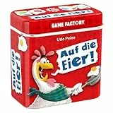 Game Factory 646038 Auf die Eier, das lustige Würfelspiel, Mini-Spiel in handlicher Metalldose, einfaches Reisespiel für Erwachsene und Kinder ab 8 Jahren
