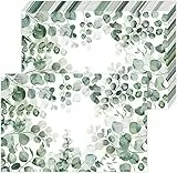 50 Stück Eukalyptus Papier Platzsets Eukalyptus Blätter Papier Tischsets 40 x 28 cm Grüne Blätter Einweg Tischsets, Dekorativ für Urlaub Küche Esstisch Party