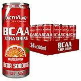 Activlab BCAA Xtra Drink Ready-to-Drink; Set mit 24 x 330 ml Dosen 5000 mg BCAA in einer Dose; null Zucker; Orangengeschmack; Aminosäuregetränk; Regeneration des Körpers und Ausdauer