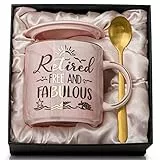 Biching Ruhestandsgeschenke für Frauen – 400 ml rosa Marmor-Kaffeetasse, Geschenkbox