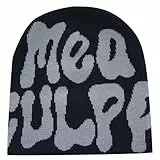 Y2k Beanie Mütze - Warme Strickmütze für Herren und Damen, Hip Hop Style (Acryl, Dunkelgrau)