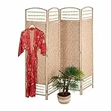 Relaxdays Paravent, 4-teilig, Raumtrenner faltbar, HxB 180x180 cm, Trennwand für innen, Papierseil, Bambusstreben, Natur