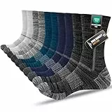 Niorasen Socken Herren, Gepolstert Atmungsaktive Wandersocken Sportsocken, Baumwolle Crew Tennissocken Arbeitssocken Laufsocken 5 Paar