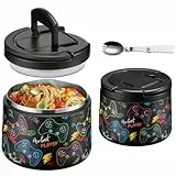 Itslife Thermobehälter für Essen 420ml, Warmhaltebehälter Essen Edelstahl mit Deckel und Löffel, Thermo Lunchbox Kinder Auslaufsicher, Essensbehälter für Picknick, Schulen und Büros, Spielfeld