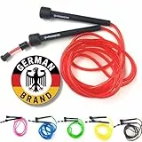 SPORTIVONETIC® Premium Springseil für Erwachsene, Damen & Herren für Fitness, Crossfit, Sport, Boxen und Freizeit - Verstellbare Größe - mit Einstellklammer - Speed Rope, Jump Rope (Rot)