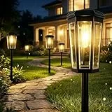 AGOTD Solarlampen für Außen, 4 Stück Warmweiß LED Solar Gartenleuchten, Wasserdicht Solarleuchten für Garten, Rasen, Terrasse, Hof, Deko