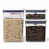 OXO Good Grips 3-teiliges rechteckiges POP-Behälter-Set mit Löffel, Set 1.6L + 2.6L + Schaufel