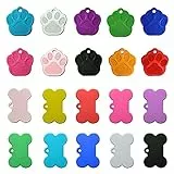 Dzsomt Hundemarke 20 Stück Hundemarken aus Aluminium Personalisierte Hunde Hundemarke Hundeknochen Hundemarke Pfote Hundemarke Personalisiert für Kleine Bis Mittelgroße Hunde und Katzen, Blanko