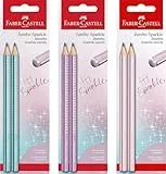 Faber-Castell 111683 - Bleistifte Set Sparkle, 2 Jumbo Bleistifte, rose, ocean, violet sortiert (keine Auswahl möglich)
