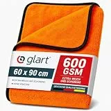 Glart 44WG Auto Trockentuch XXL 90x60 cm – Mikrofaser Poliertuch Orange – Großes Saug- und Reinigungstuch für Auto, Motorrad, Boot, Haushalt – weich, lackschonend, fusselfrei, waschmaschinenfest