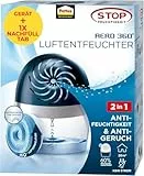 Pattex AERO 360º Luftentfeuchter, ultra-absorbierender Raumentfeuchter, hilft Kondenswasser, Schimmel- und Modergeruch zu vermeiden, nachfüllbarer Raumluftentfeuchter, 1 Gerät inkl. 1 Nachfülltab 450g