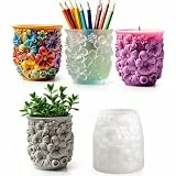 WIKIMO 1 Stück Silikonformen Gießformen-Gussform mit Blumenrelief, 3D-Gänseblümchen-Form Gießformen Silikon für Beton, zum Gießen von DIY-Sukkulenten-Töpfen, Wohnaccessoires