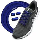 Run out sports Elastische Schnürsenkel ohne binden mit Metallkapseln rund Schuhbänder mit Schnellverschluss bunt Kinder Erwachsene (Royal Blue)