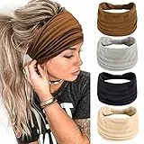 4 Stück Stirnbänder Damen Frauen Breites Haarband Haarreifen für Mädchen Boho Knot Elastische Lauf Yoga Kopfwickel Haarbänder Elastische Haarschmuck