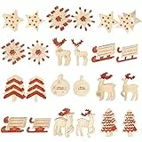 com-four® 48x 3D Aufkleber aus Holz zur Weihnachtedekoration - Deko-Set Geschenkaufkleber zur Dekoration, Zauberhafte Dekosticker (48 Stück - Aufkleber - rot)