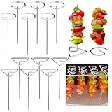 Hejo 20 Stück Grillspieße Edelstahl, Fleischspieße Set, Wiederverwendbare Schaschlikspieße, Skewers, Hängende ＆ stehende Grill Spieße für Heißluftfritteuse und Ofen