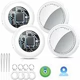 Air Tracker Tags, Schlüsselfinder Kompatibel mit Apple Wo ist? APP (Nur iOS) Smart Key Finder, Koffer Tracker für Gepäck/Taschen/Schlüssel, Austauschbarer Batterien (Weiß glänzend (4 STK))