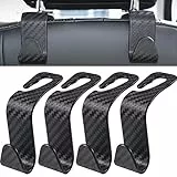 Auto Kopfstützen Haken, Universal Autositz Rückenlehnen Haken, Auto Rücksitz Kopfstütze Halter Schwarz （4 Stück） (Carbon Fiber Black)