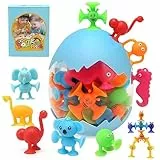 BelleStyle Saugnapf Spielzeug Badewannenspielzeug, 26 Stück Montessori Spielzeug ab 3 Jahre, Badespielzeug Sensorik Silikon Bausteine Reise Spielsachen für 3 4 5 6 Jahre Kinder Jungen Mädchen