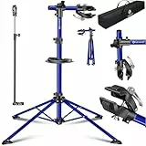 KESSER® Fahrradmontageständer Profi 50kg - 360° drehbar für E-Bike, Mountainbike & Fahrrad, höhenverstellbarer Reparaturständer, mit Werkzeugablage, Tragetasche & Schnellspanner, Blau / Schwarz