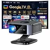 Beamer 4K【Google TV & Autofokus/1500 ANSI】 Full HD 1080P HORLAT Smart Projektor 38000 Lumen mit WiFi 6, Bluetooth, Sprachassistent, Heimkino/Outdoor Video Beamer Netflix