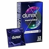 Durex Performa Kondome – mit 5 % benzocainhaltigem Gel & anatomische Easy-On-Form mit Reservoir für bequemen Sitz – 12er Pack (1 x 12 Stück)