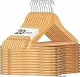 HOUSE DAY Kleiderbügel Holz Natur 20 Stück Stabil Kleiderbügel Drehbar Jackenbügel Anzugbügel Breit 44,5cm aus Naturholz