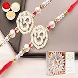 Ghasitaram Gifts Rakhi for Brother Rakhis Online- Set of 2 The Sparkle of Heavenly Divine Blessings for My brother Rakhi with 200 gms of Kaju katli