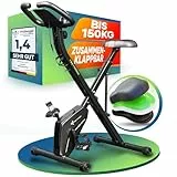 Neu Tretmann Hometrainer fahrrad Klappbar Set-extra bequem & leise- [RelaxFoam] bis 150KG Belastbar Ergometer, Heimtrainer fahrrad, Ergometer Heimtrainer Senioren, Fitnessbikes