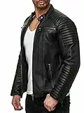 Redbridge Herren Jacke Kunst- Lederjacke Bikerjacke Biker Übergangsjacke M6013 AIR, Schwarz, M
