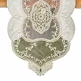 Aotiwe Tischläufer, Tischdekoration 50. Geburtstag aus Polyester Stickerei Aus Mesh Spitze Grün 40x150CM für Partys Abendessen
