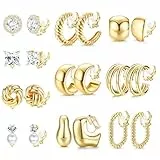 Morfetto 10 Paar Clip Ohrringe Damen Gold Silber Ohrclips Ohne Ohrlöcher Ohrklipser Hypoallergen 14k Gold Plated Statement Klipp Ohrringe Clips Fake Ohrring Set Damen Mädchen Goldene