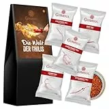 Corasol Chili Geschenkset Die Welt der Chilis, 5 Sorten, Schärfegrade 0-1.000.000 Scoville