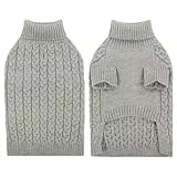 Hundepullover für Kleine Hunde Hundepulli Winter Warm Hunde Pullover Rollkragen Strickpullover Hundemantel Hundepulli für Dackel Französische Bulldogge Wintermantel Hunde Warmer Hundekleidung Grau,S