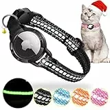Airtag Katzenhalsband - Integriert, Wasserdicht, Reflektierend Mit Abbrechbarer Sicherheitsschnalle & Elastischem Gummizug für Kätzchen und Kleine Hunde (Schwarz S)