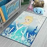 Mevsim Store Disney Lizensiertes Produkt - Prinzessin ELSA Gefrorenes Spielteppich 133x95 cm - Blau - Teppich - Spielmatte für Kinderzimmer Home Kinderteppich - Dekoratives, Spezielles Design