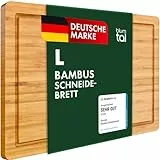 Blumtal Schneidebrett aus 100% Bambus L - 2cm dickes Holzbrett antibakteriell - massives Schneidebrett Holz + Saftrille - Holzschneidebrett 38x25x2cm - Alternative zu Kunststoff