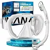 Das Neue KAIMANA® AquaVision Prolite Schnorchelset für Erwachsene inkl. Tragetasche, Bequeme Taucherbrille Erwachsene, Alternative zur Schnorchelmaske, Taucherbrille mit Stoffband/Silikonstrap