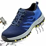 PHMNZIP Arbeitsschuhe 42 Sicherheitsschuhe mit Stahlkappe Herren Arbeit Schuhe Männer Sicherheit Sneaker Turnschuhe Sportlich Schutzschuhe für Kinder Jungen Blau