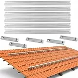 Warmfay Solarpanel Halterung Aluprofil,Dachhalterung Solarmodul PV Montageschiene 6 X110cm schienen und 5 X Profilverbinder,halterung für solarmodule,Balkonkraftwerk Befestigung Ziegeldach Set