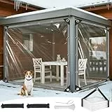 Transparente Plane mit Ösen 3x3m PVC Plane Transparent Durchsichtige Abdeckplane wasserdichte Wetterfeste Strapazierfähig Reißfest Faltbar Tarp für Terrasse Balkon Gartenmöbel Pavillon Hühnerstall