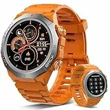 Militär Smartwatch Herren Damen, Smart Watch mitTelefonfunktion 1,39' Touchscreen, Herzfrequenzmonitor Schlafmonitor IP68 Wasserdicht Sportuhr, 110+ Sportmodi Fitnessuhr für iOS Android, Gelb