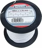 Connex Maurerschnur weiß - 100 m Länge - Ø 1,7 mm - Polypropylen geflochten - Knotenfest - Reißfest & Belastbar - Auf Spule / Richtschnur / Bauschnur / Lotschnur / Pflasterschnur / COX781545